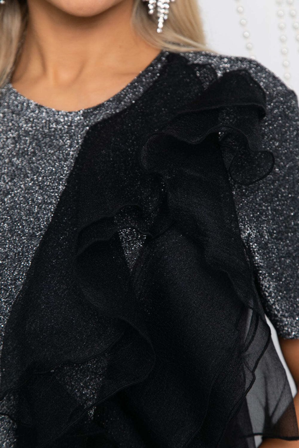 Блуза праздничная трикотажная Риана (серая) Б14617-5М LT Collection