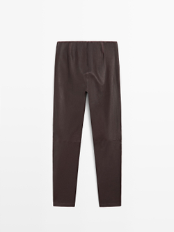 Massimo Dutti Легинсы из кожи наппа, коричневый
