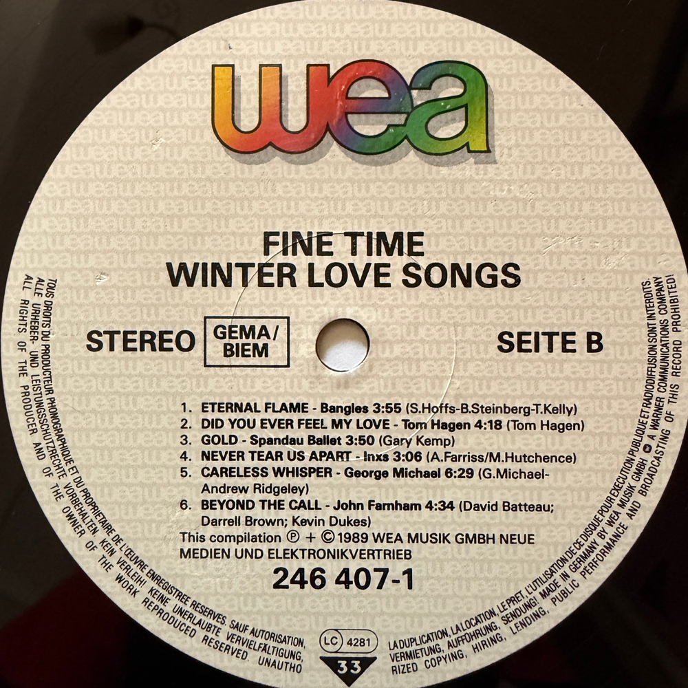 Сборник Fine Time - Winter Love Songs 2LP (Германия 1989г.)