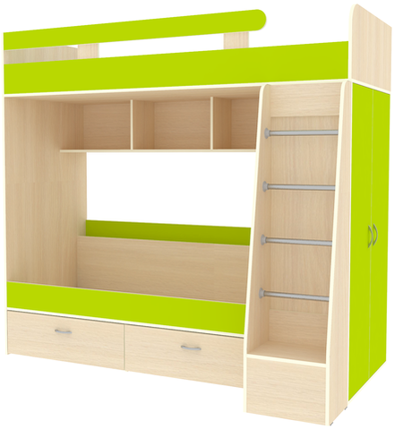 Двухъярусная кровать КарИВи Юниор 6  Дуб Молочный Лайм