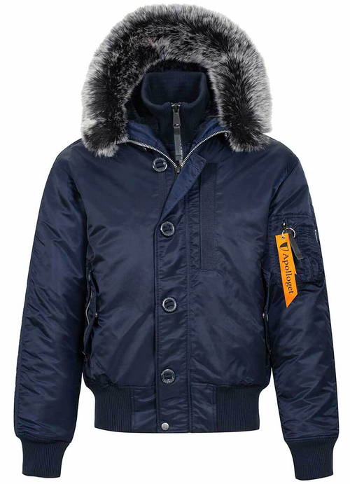 Куртка бомбер зимний Apolloget N-2B Gimalai (blue/orange - т.синий/оранж)
