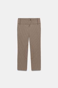 ZARA БРЮКИ-КАПРИ В ТОНКУЮ ПОЛОСКУ, СВЕТЛЫЙ РЫЖЕВАТО-КОРИЧНЕВЫЙ