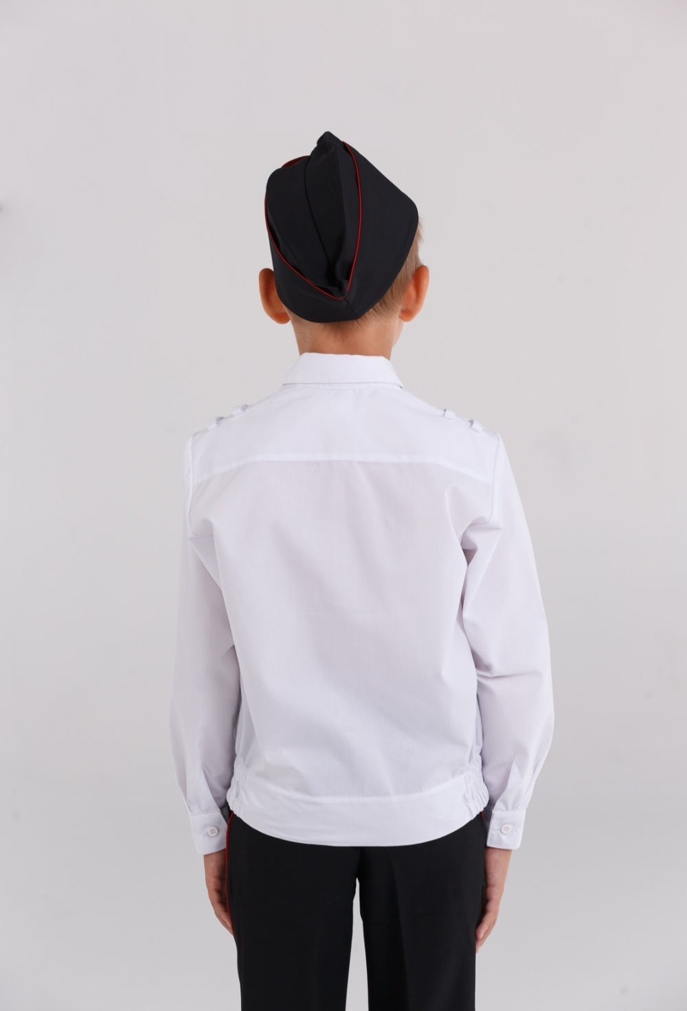 Рубашка форменная кадетская для кадетов казачья школьная детская белая длинный рукав хлопковая хлопок