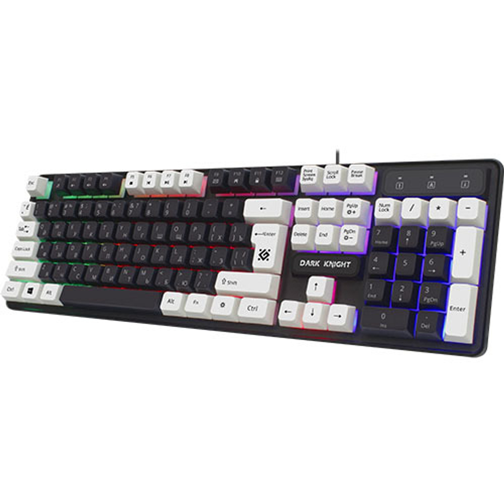 Игровая клавиатура Defender Dark Knight GK-077, USB, белый + черный