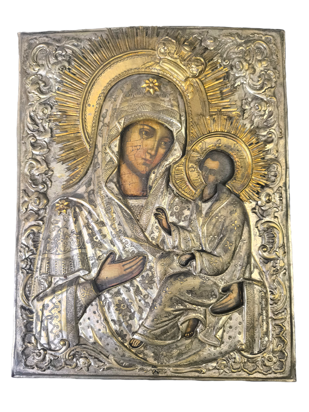 Антикварная икона "Тихвинской Богоматери"