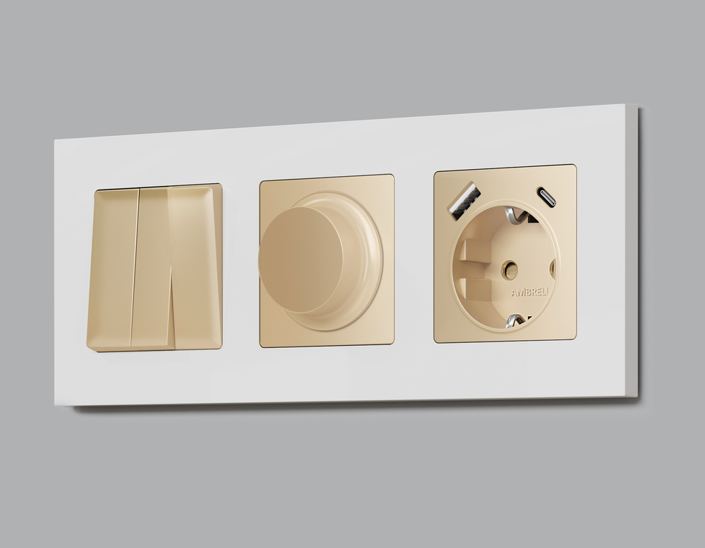 MA605510 Комплект механизма светорегулятора универсального ALFA Шампань 25-600W/LED 5-300W QUANT (AP6055, VM136)