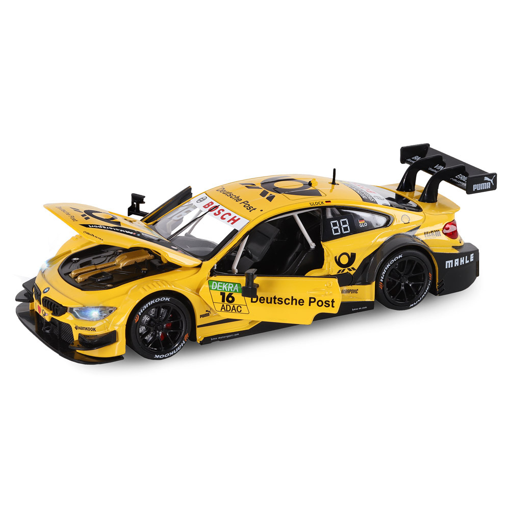 Модель  1:24, BMW M4, желтый открываются передние двери и капот, свет, звук