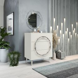 Комод Арт Колор matte Классик Сильвер с 3 ящиками Белый опал матовый