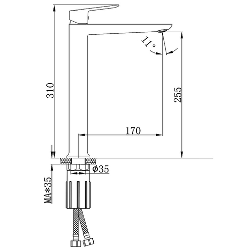 Смеситель для раковины-чаши Azario Alanti высокий, керамический картридж, сатин (AZ-K9032BN)