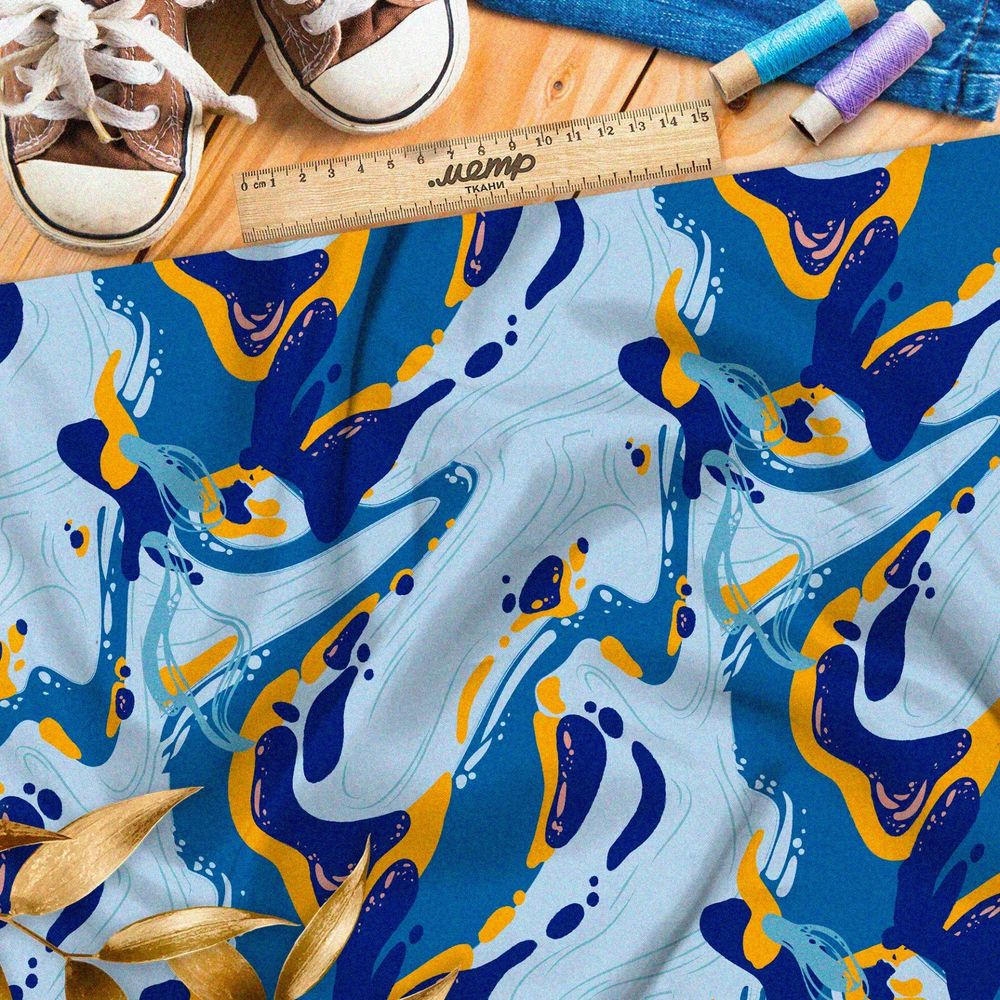 Ткань мембрана морская вода с цветными акцентами