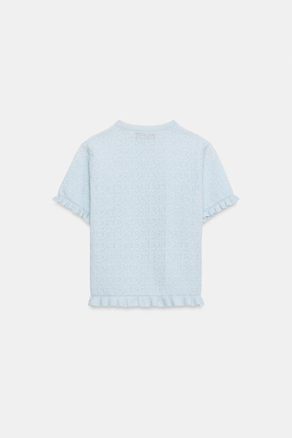 ZARA ВЯЗАНЫЙ КАРДИГАН С ВОЛАНАМИ, ГОЛУБОЙ