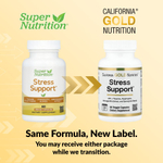 California Gold Nutrition, добавка для борьбы со стрессом с L-теанином, ашвагандой, растительной смесью и ферментами, 60 вегетарианских капсул