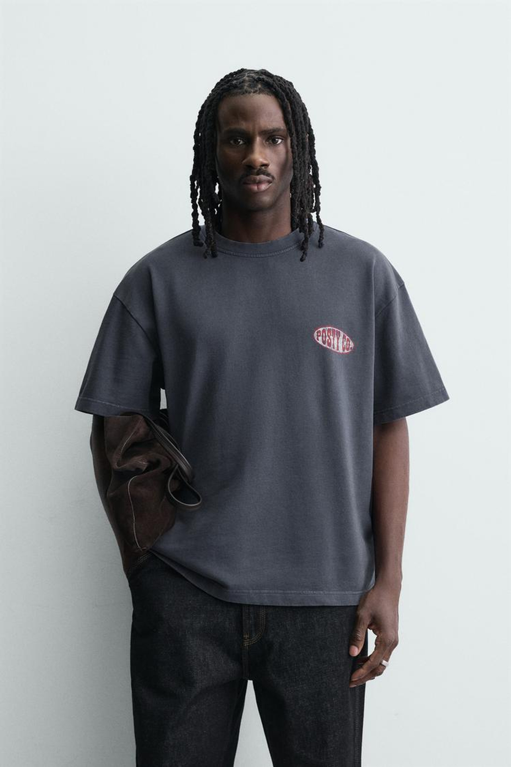 ZARA ТОЛСТОВКА С ЭФФЕКТОМ ПОТЕРТОСТИ С ГРАФИЧЕСКИМ ПРИНТОМ POST MALONE ™, СИНИЙ