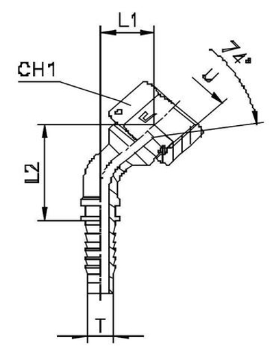 Фитинг DN 06 JIC (Г) 1/2 (45) (штифтованная гайка)