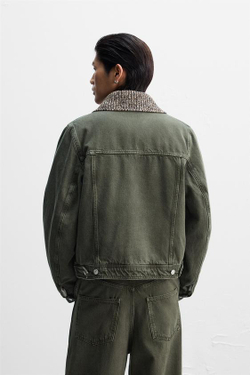 ZARA X NANUSHKA ДЖИНСОВАЯ КУРТКА, ТЕМНЫЙ ХАКИ