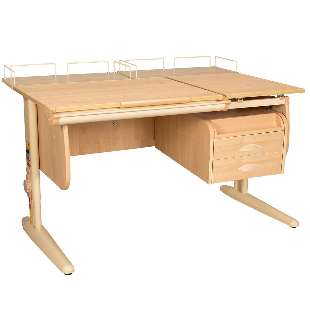 Растущая парта Дэми СУТ 25 с задними полками СУТ.15.210 и навесной тумбой (1200×880 мм)