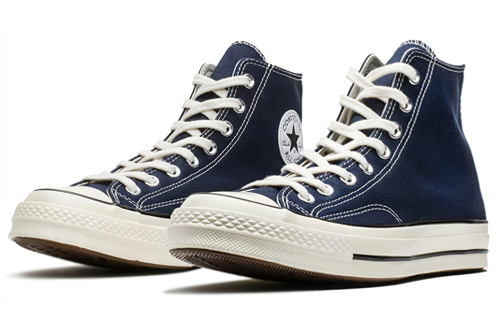 Converse 1970s chuck taylor all star trend casual non-slip wear-resistant high-top canvas shoes for men and women the same navy blue