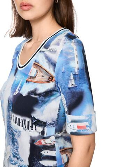 Marc Cain Футболка в рубчик с принтом