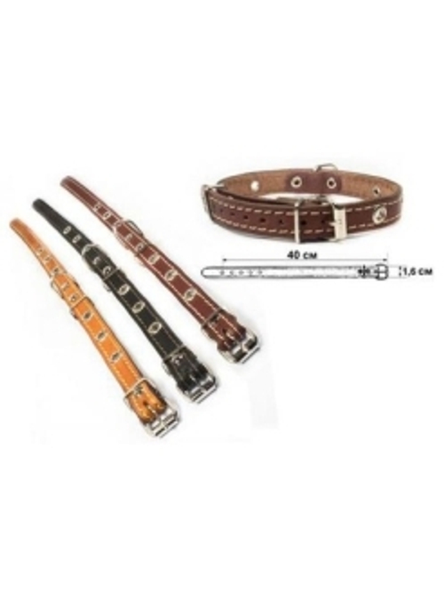 Ошейник "Стандарт" безразмерный из кожи 16 мм обхват шеи до 40 см.