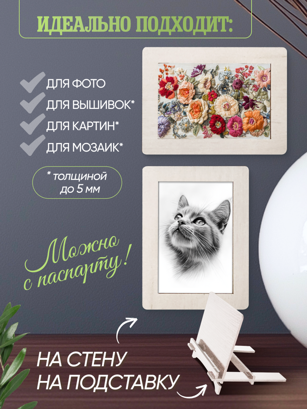 Набор фоторамок 10х15, 8шт, Белый дуб