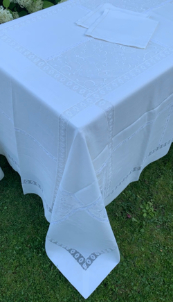 Скатерть 180x300 и 12 салфеток Palombella PM Elite молочные