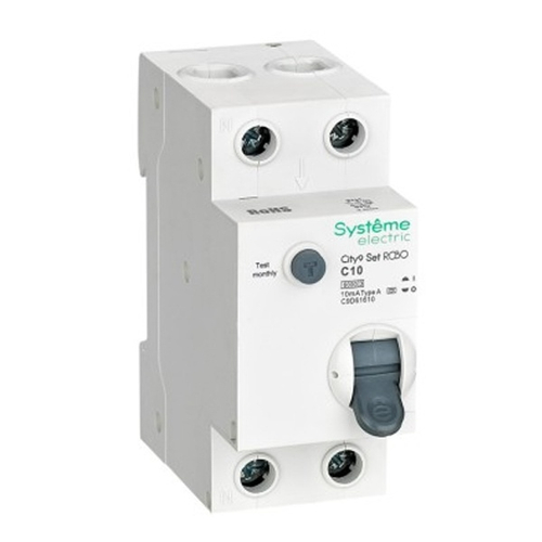 Дифференциальный автомат City9 Set электронный C10А 10мА тип А 2П 6кА Systeme Electric (дифавтомат, АВДТ) C9D61610