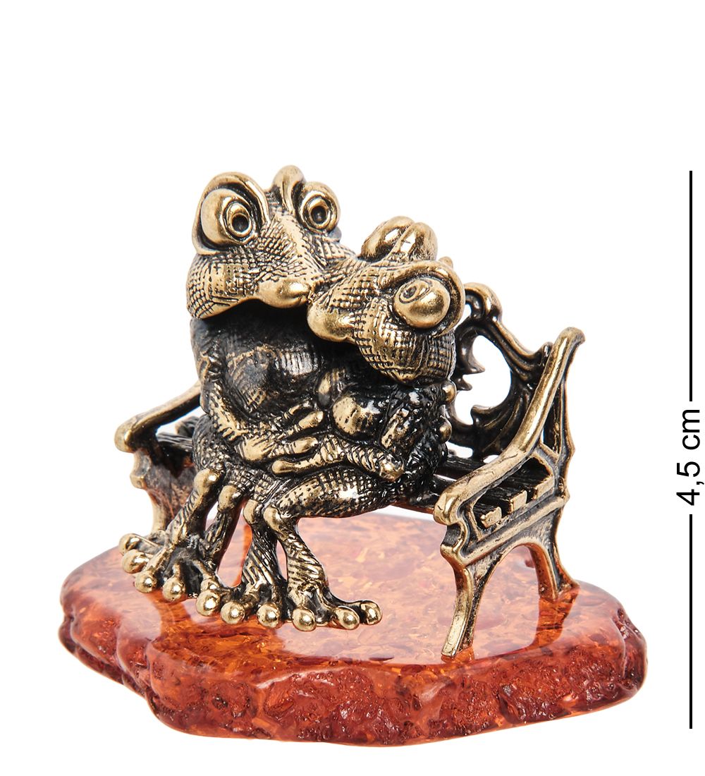 Народные промыслы AM-1093 Фигурка «Лягушки влюбленные» (латунь, янтарь)