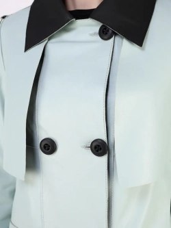 Кожаный тренч длинный с поясом плащ на осень