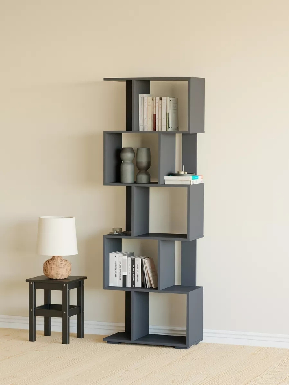 Стеллаж напольный Фаллет 5 полок 60х30х177 см, серый