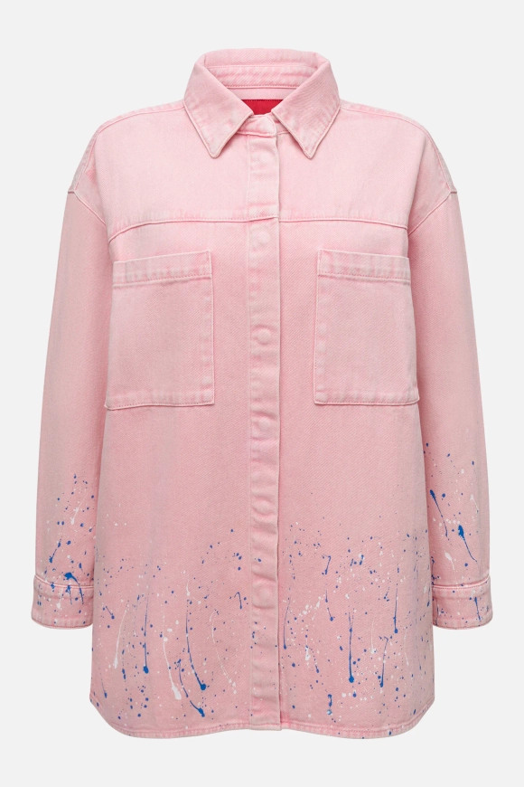 Джинсовая рубашка с принтом разбрызганной краски