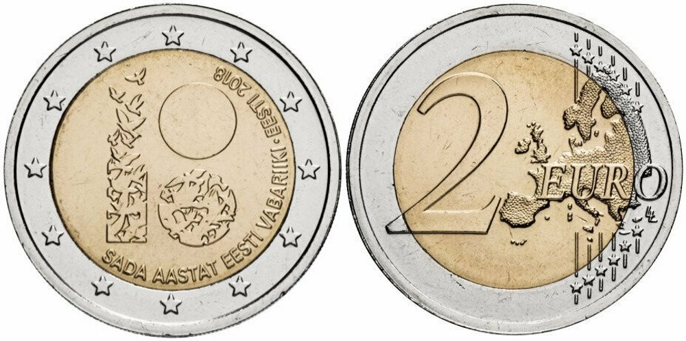 Эстония 2 евро, 2018 100 лет Эстонии XF