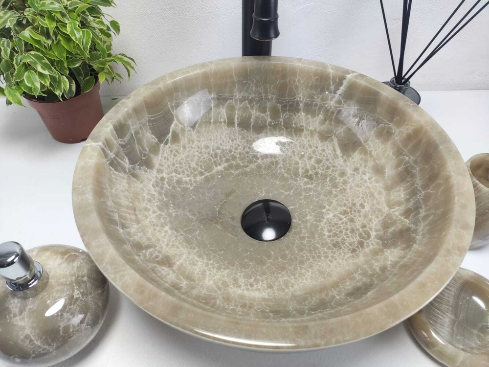 Раковина из оникса Bowl Grey Small TinLip BO-61075 40*40*15