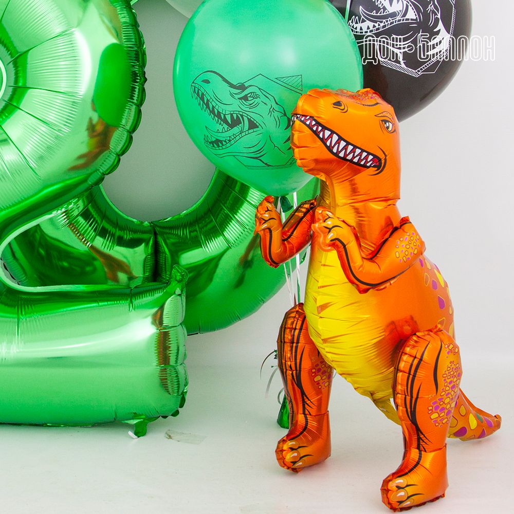 Шар 3D (25''/64 см) Фигура, Динозавр Аллозавр, Оранжевый, 1 шт. в упак.