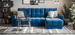 Угловой диван Босс Классик Велюр Монолит синий