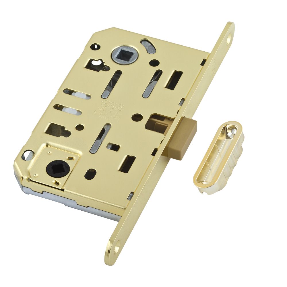 Защелка врезная магнитная сантехническая AGB (АГБ) WC (лататунь) MEDIANA POLARIS с отв. Планкой