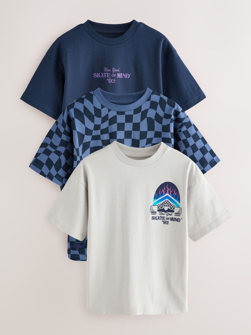 Футболка для мальчика Next E98-590, 3 шт., Синий, Светло-серый