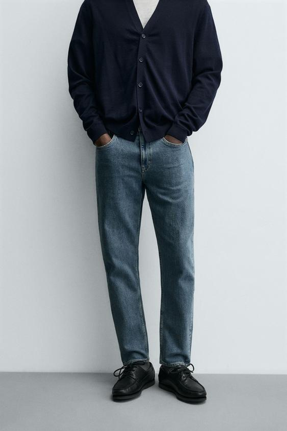 ZARA ДЖИНСЫ ЗАУЖЕННОГО КНИЗУ КРОЯ, СИНИЙ/ЗЕЛЕНЫЙ