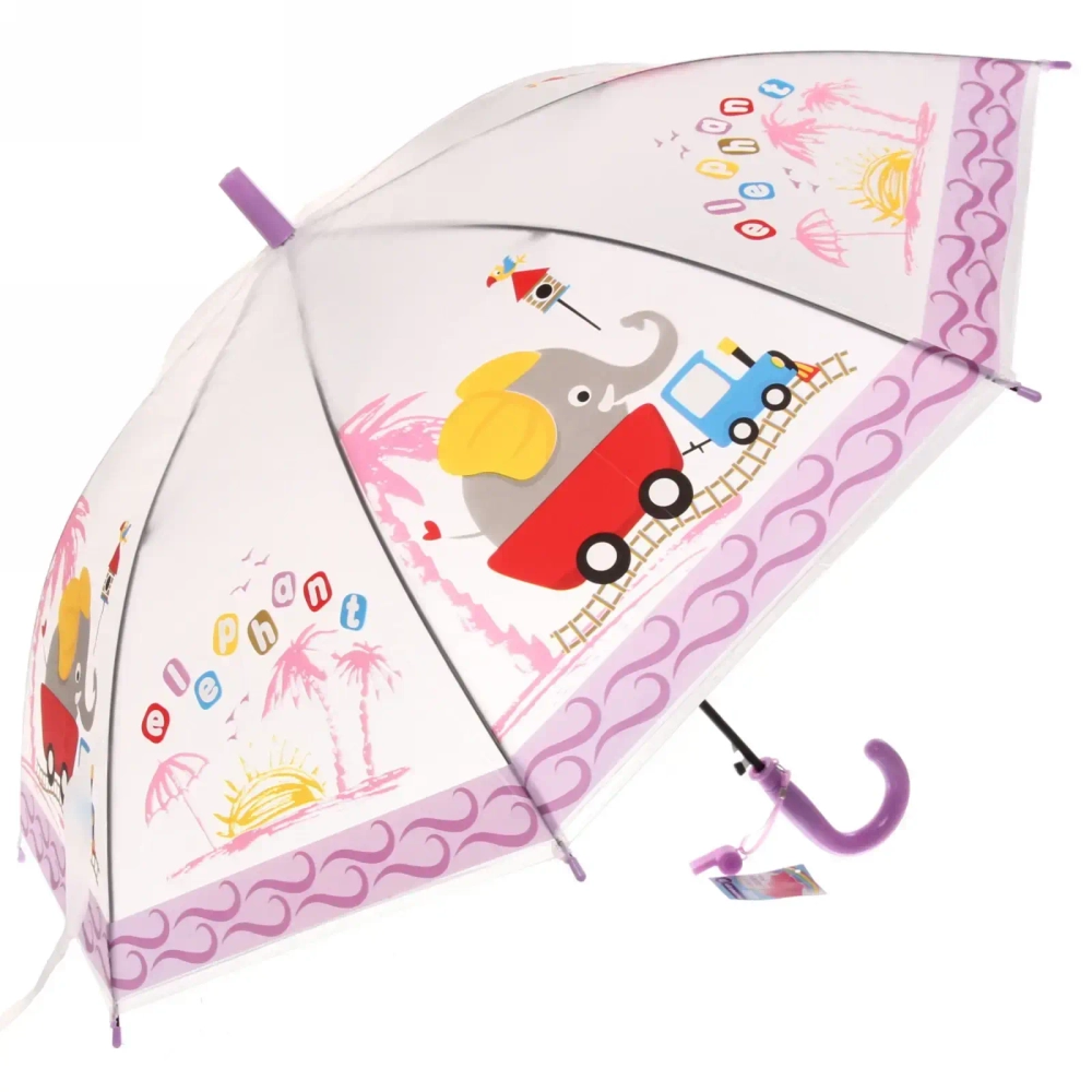 Зонт детский полуавтомат «Ultramarine - Весёлые зверята», микс 6 цветов, 8 спиц, d-98см, длина в слож. виде 65см