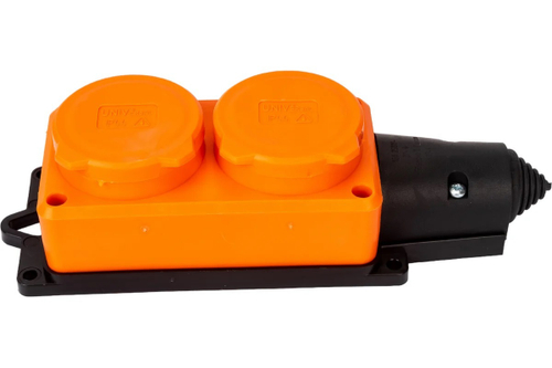 Колодка 2 с/з каучук с заглушками 16А IP44 оранжевая КОМПАКТ UNIVersal