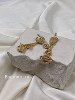 Серьги Скиапар. "Части лица" золотые с камнями