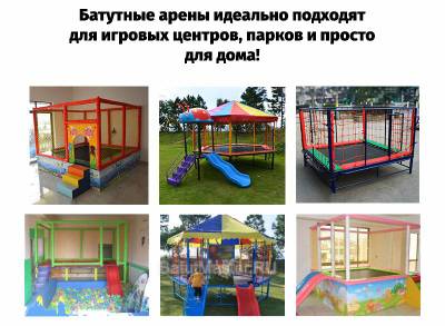 Батутная арена "Сказка" с крышей и двумя горками 3,5x3x3 м