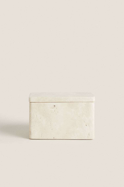 ZARA HOME СВЕЧА В ПРЯМОУГОЛЬНОМ МРАМОРНОМ КОНТЕЙНЕРЕ, БЕЖЕВЫЙ