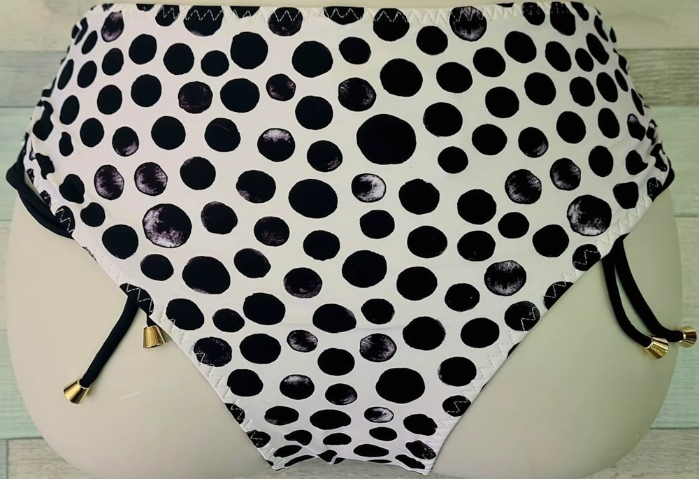 Плавки с регуляцией высоты и рисунком в горох (Размер: M) (Цвет: черный с белым)