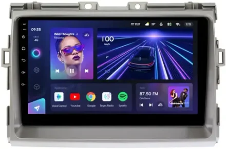 Магнитола для Toyota Estima 3 2006-2016 (без 360, рамка серая 9) - Teyes CC3 на Android 10, QLED, ТОП процессор, 4Гб+32Гб, CarPlay, 4G SIM-слот