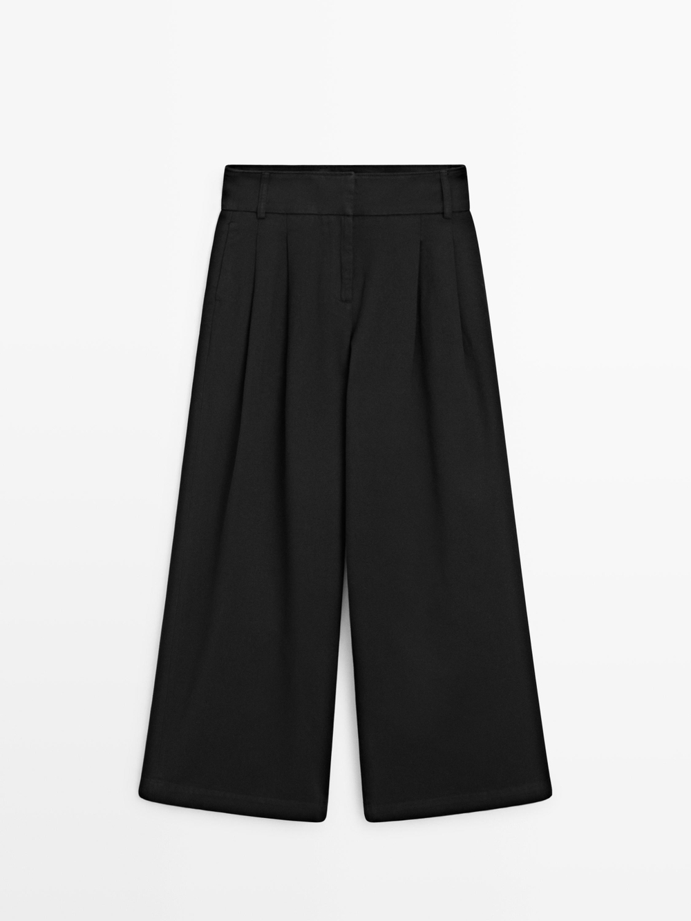 Massimo Dutti Широкие брюки с вытачками, черный