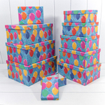 Коробка 34х26х15.3 см Набор 10 шт "Воздушные шарики" (Голубой)