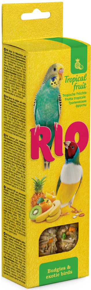 RIO палочки для волнистых попугаев и экзотов с тропическими фруктами коробка 2х40 гр