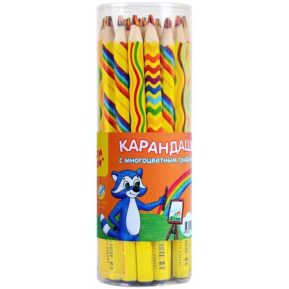 Карандаш "Енот и радуга" 12-цветный грифель, заточ. CP_11659 (Мульти-Пульти)