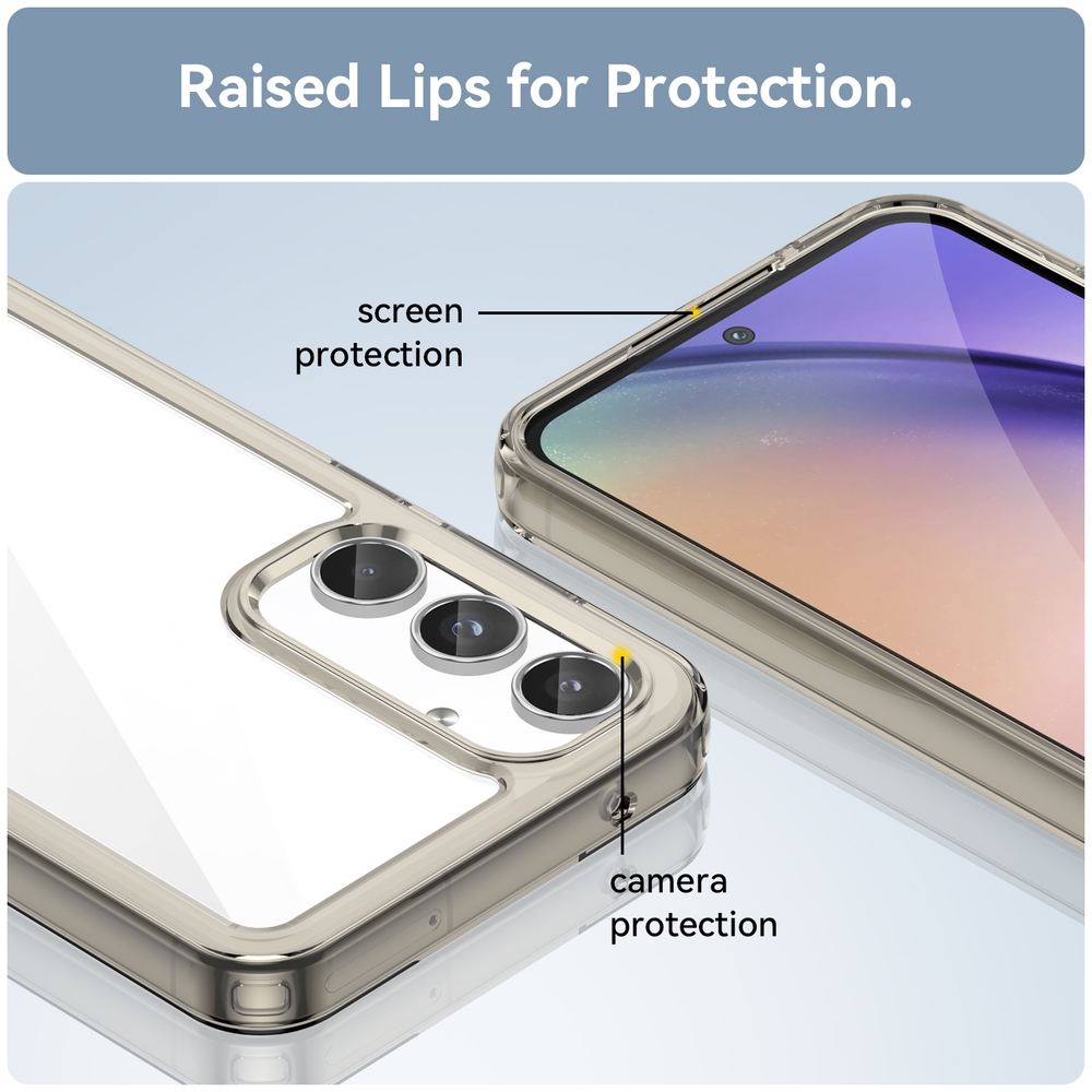 Защитный чехол с боковыми рамками серого цвета для Samsung Galaxy A55, мягкий отклик кнопок