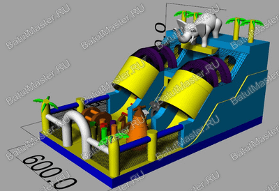 Коммерческий надувной батут "Слоник со скалодромом 2"